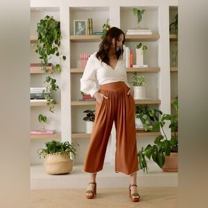 Carolina Benoit Marrakech Orange Brown Pants XS Sustainable High Waisted Yoke